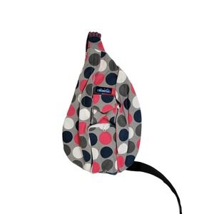 Kavu Got Dots Gray Pink Navy Rope Sling Bag Backpack